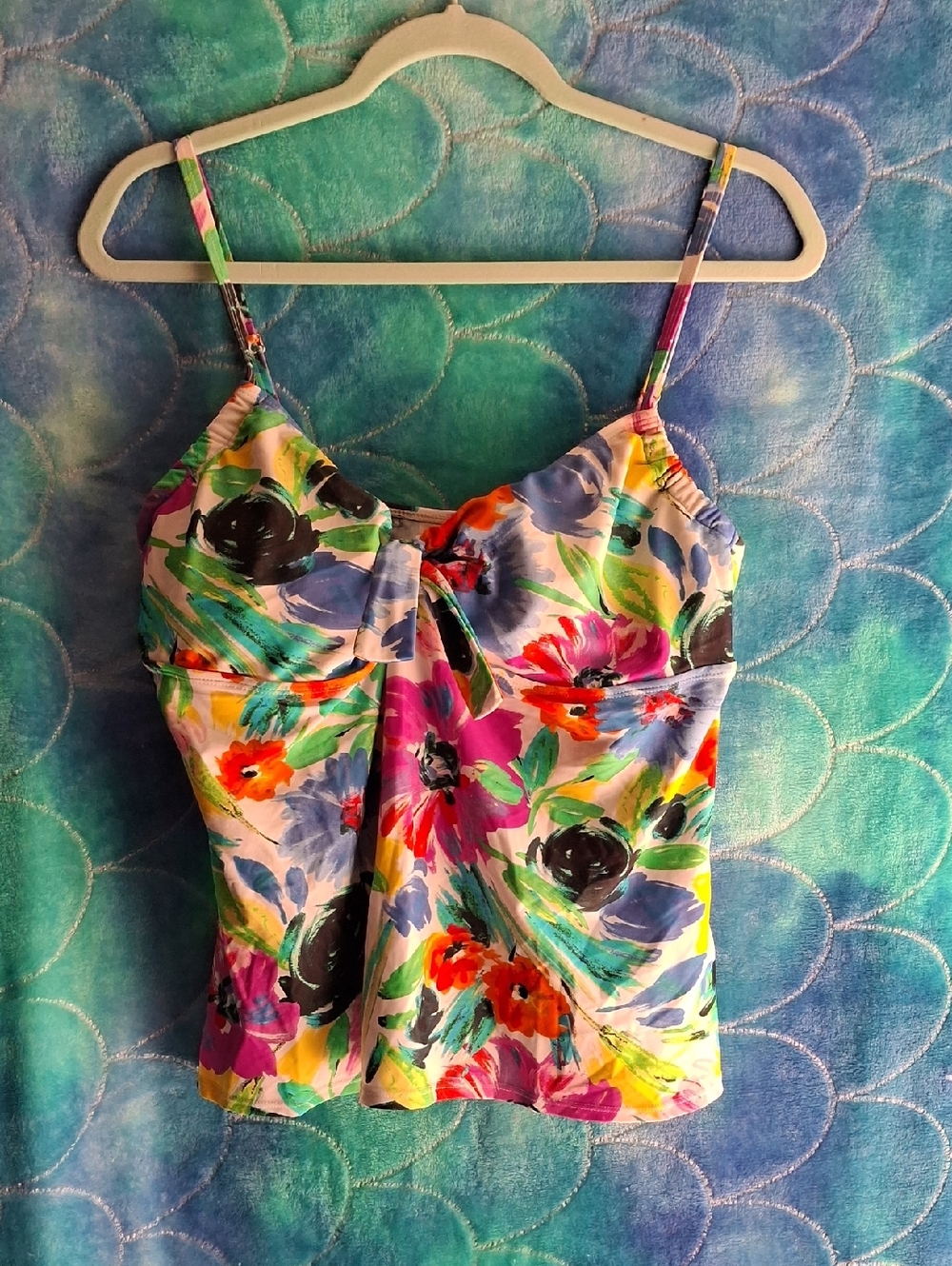 Swim Top For All Multicolor Floral Swim Top in Blue, Pink, Purple